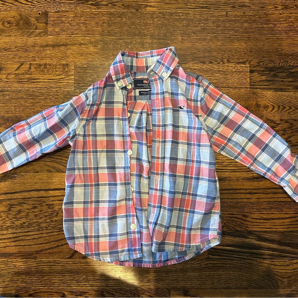 Vineyard Vines Blue and Red Button Down Shirt Classic Plaid
